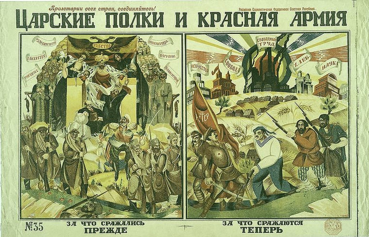 Большевистский плакат времен гражданской войны